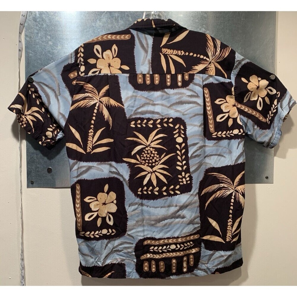 Vintage KALAHEO Hawaiian Tribal Floral Button Shirt Size M Made in Hawaii USA - Picture 8 of 15